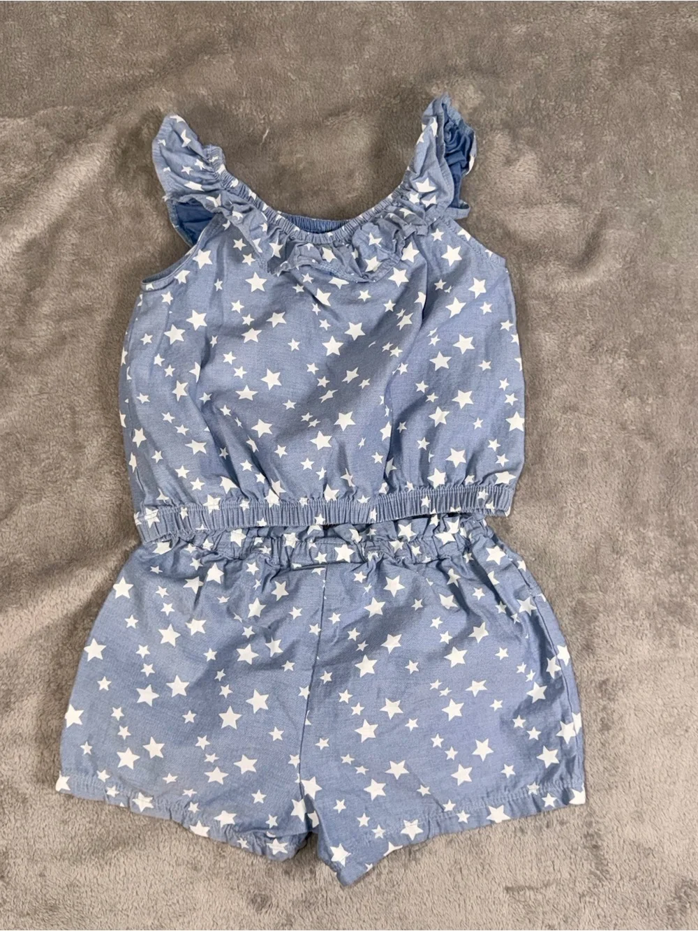 Tommy Hilfiger Light Blue & White Star Ruffle Tank + Shorts Set
